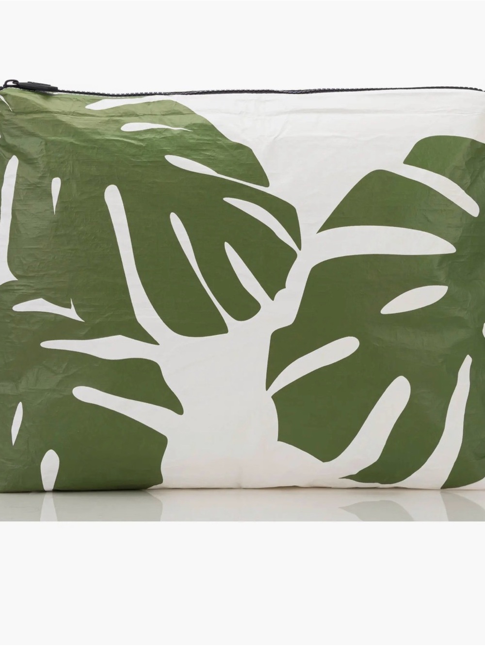 ALOHA Collection White Pouch with Green Palm Print